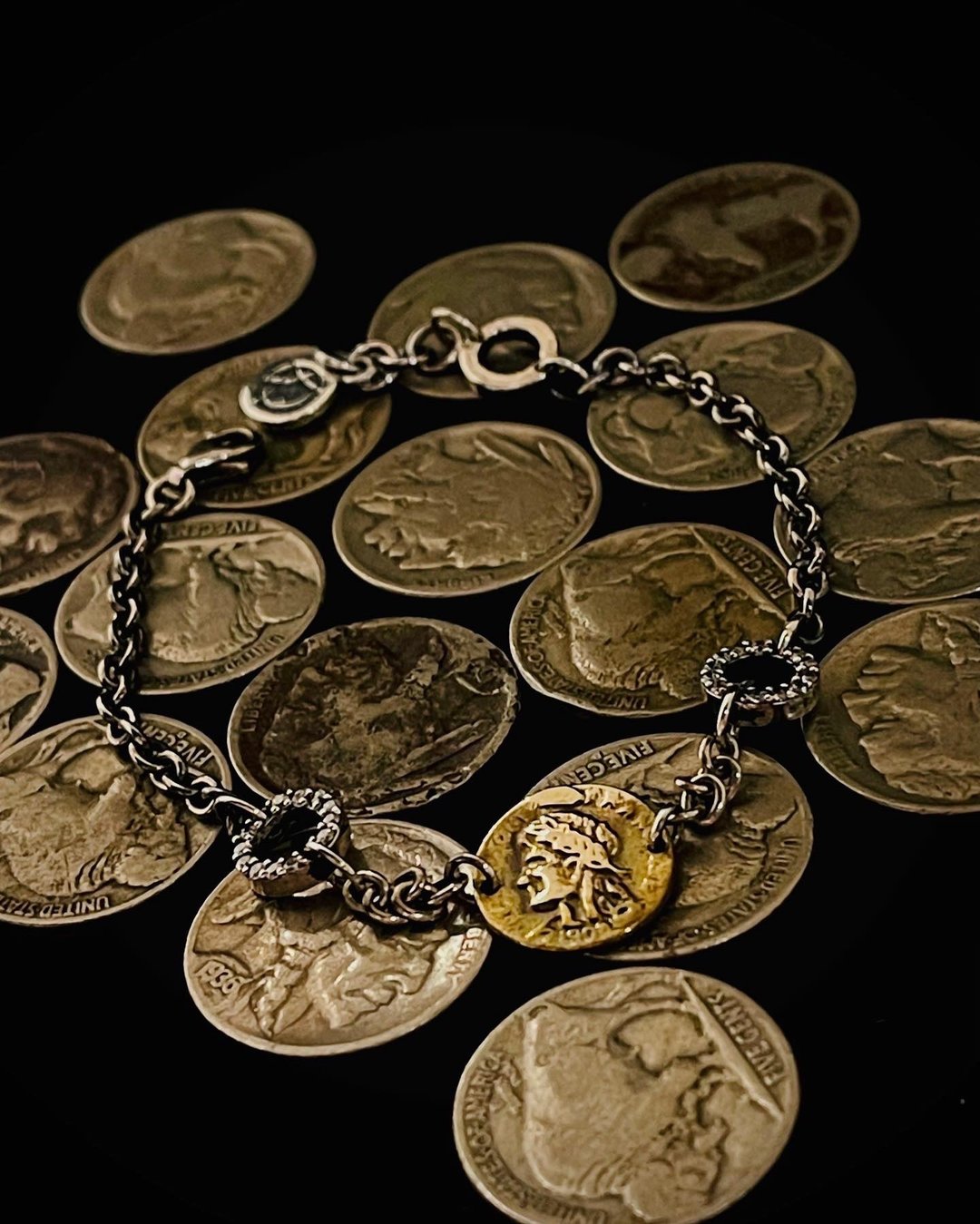 【经典系列】古钱币 Ancient coins  925 纯银 手链 - 手链/手环 - 纯银 银色