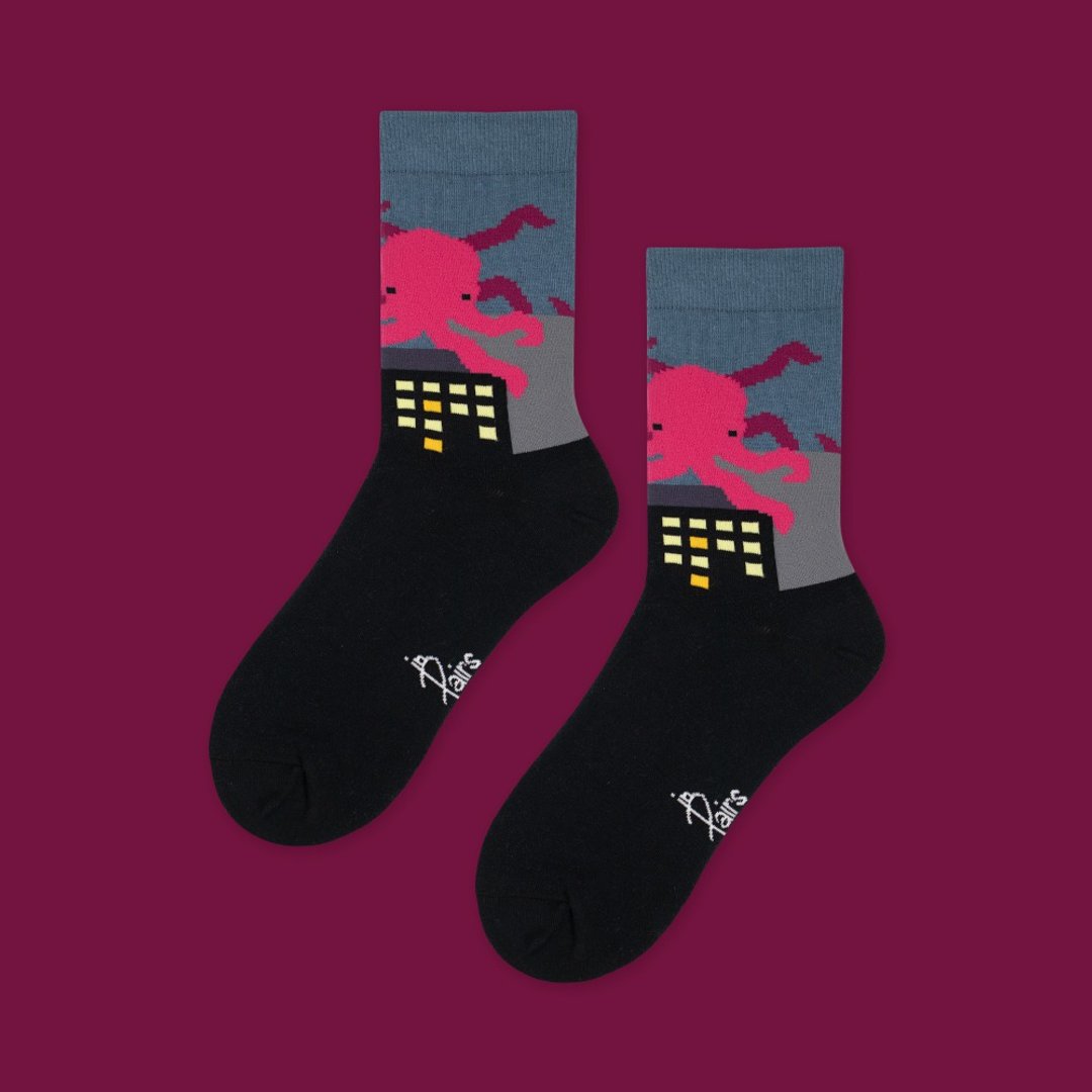 in Pairs | 好奇的章鱼中筒袜 - 袜子 - 棉 多色