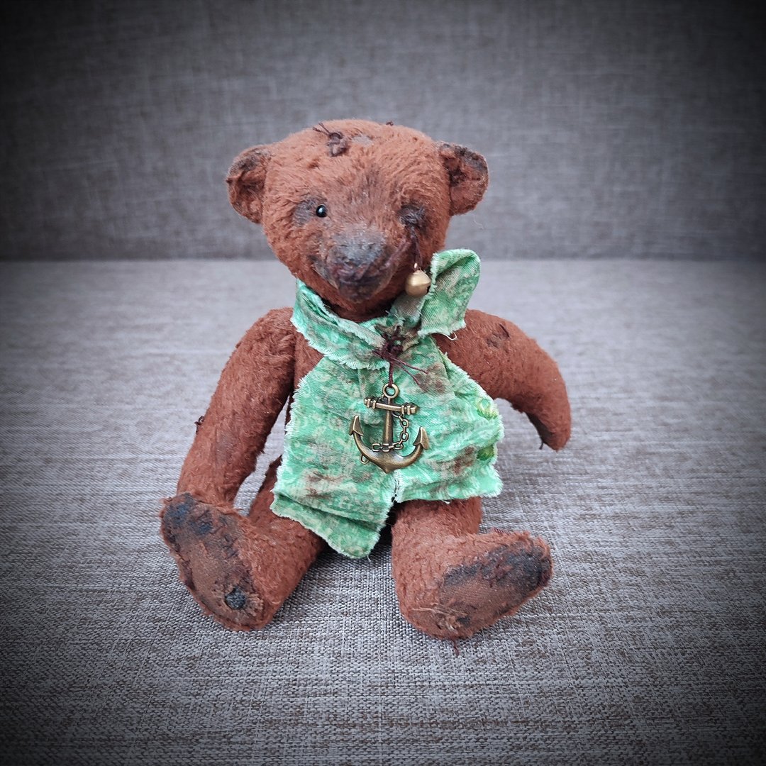 Ooak teddy bear vintage style, stuffed animal. Teddy bear.  Creepy bear. - 玩偶/公仔 - 其他材质 咖啡色