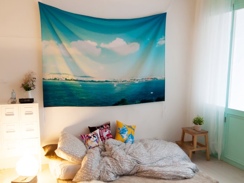 路途上-壁幔Wall Tapestry-室内设计摆设 墙面装饰挂布毕业礼物 - 墙贴/壁贴 - 聚酯纤维 蓝色