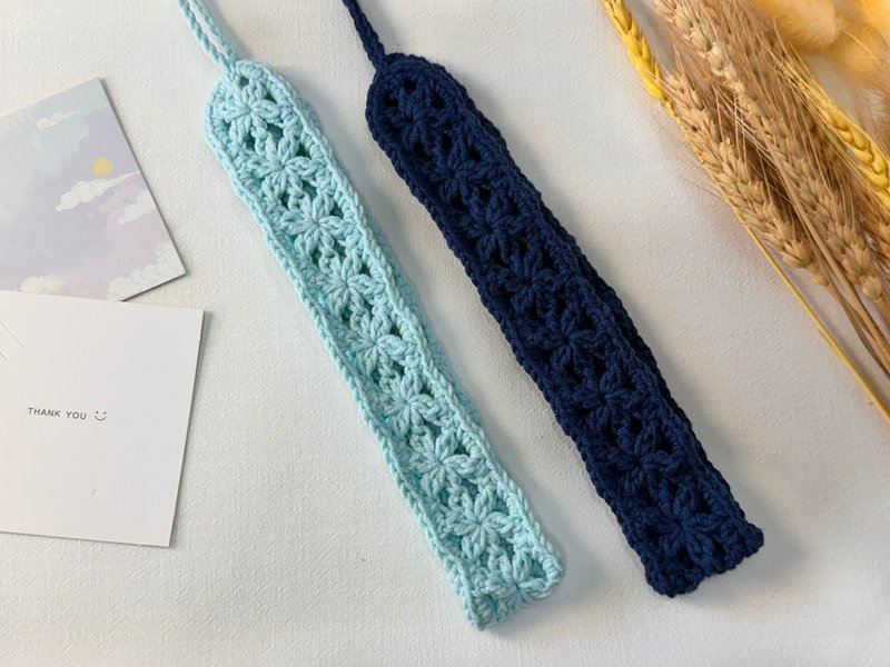 多巴胺小花发带-蓝色系 - 发带/发箍 - 棉．麻 蓝色