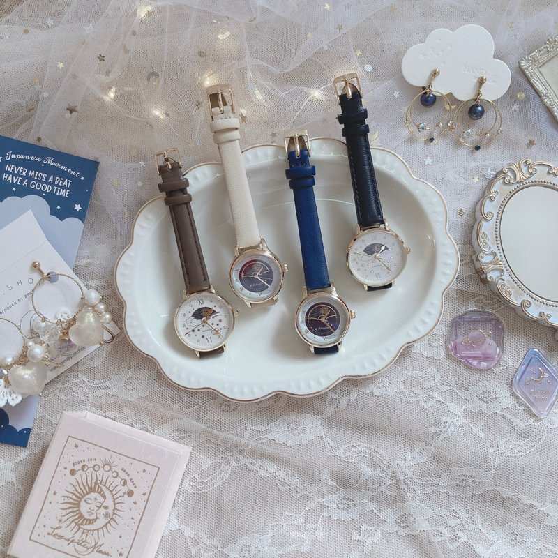 考试手表 复古 防水  日月相表 女装 平价入门抵买 - 女表 - 其他金属 蓝色