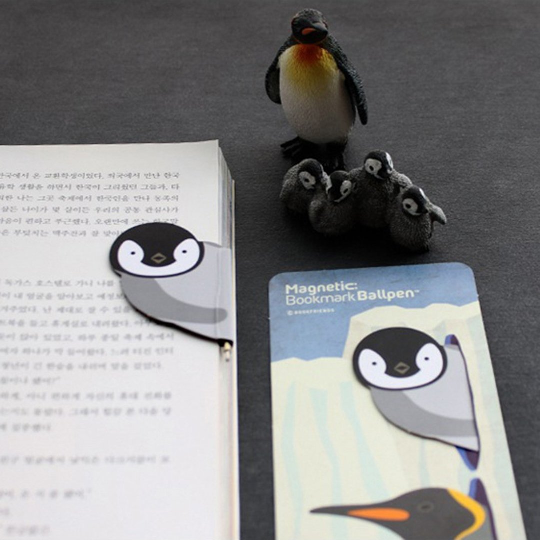 bookfriends鸟类造型磁性书签含迷你笔/Emperor Penguin 帝王企鹅 - 书签 - 纸 红色
