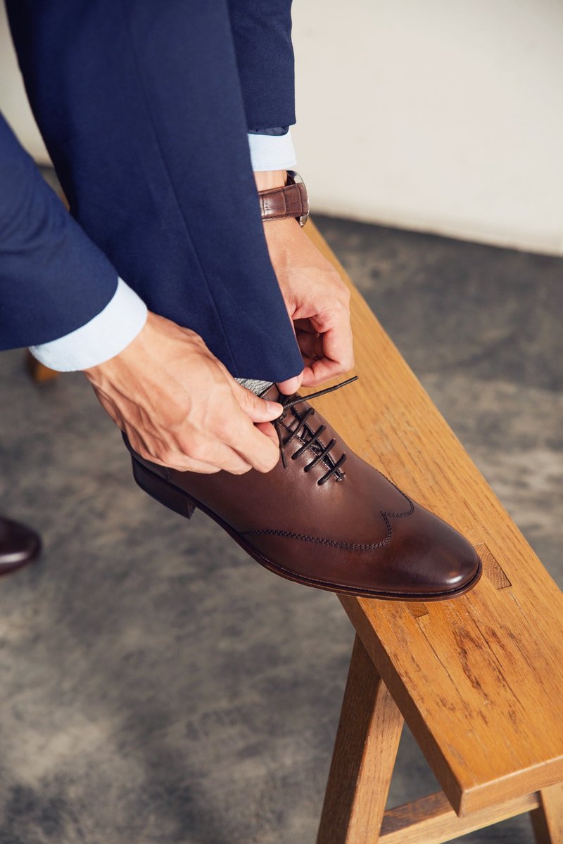 WHOLE-CUT 翼纹缝线牛津鞋 深咖啡 牛津鞋 婚鞋 皮鞋 男 - 男款牛津鞋/乐福鞋 - 真皮 咖啡色