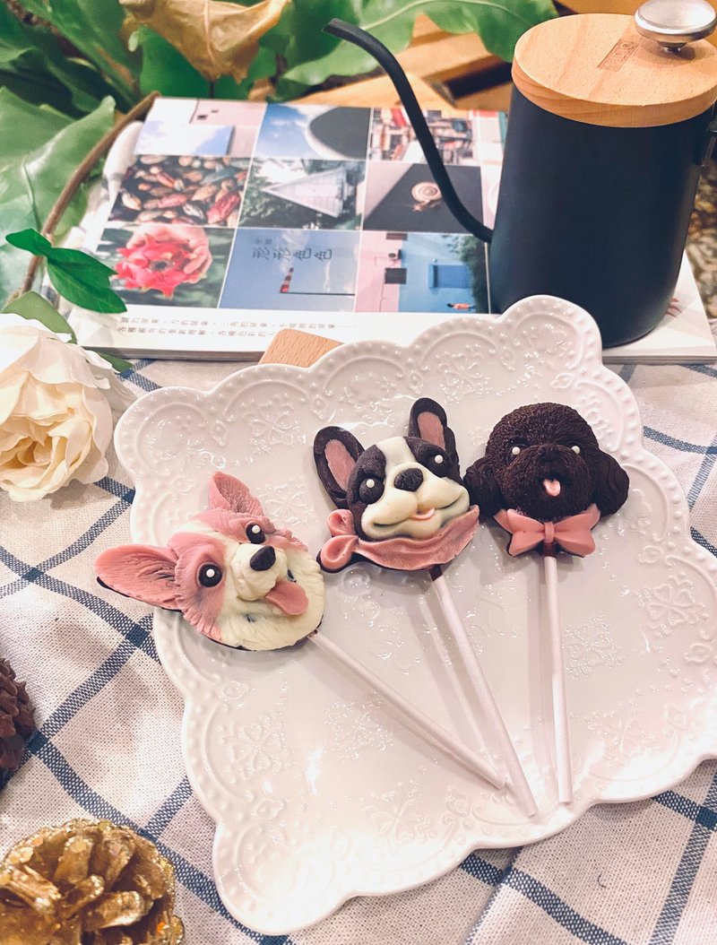 【圣诞节交换礼物】狗狗造型巧克力棒棒糖 - 巧克力 - 新鲜食材 