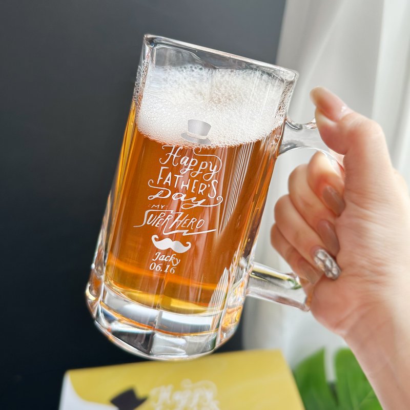 父亲节礼盒丨啤酒杯 定制化 文字雕刻 创意礼物 送男友父亲节礼物 - 玻璃杯 - 玻璃 
