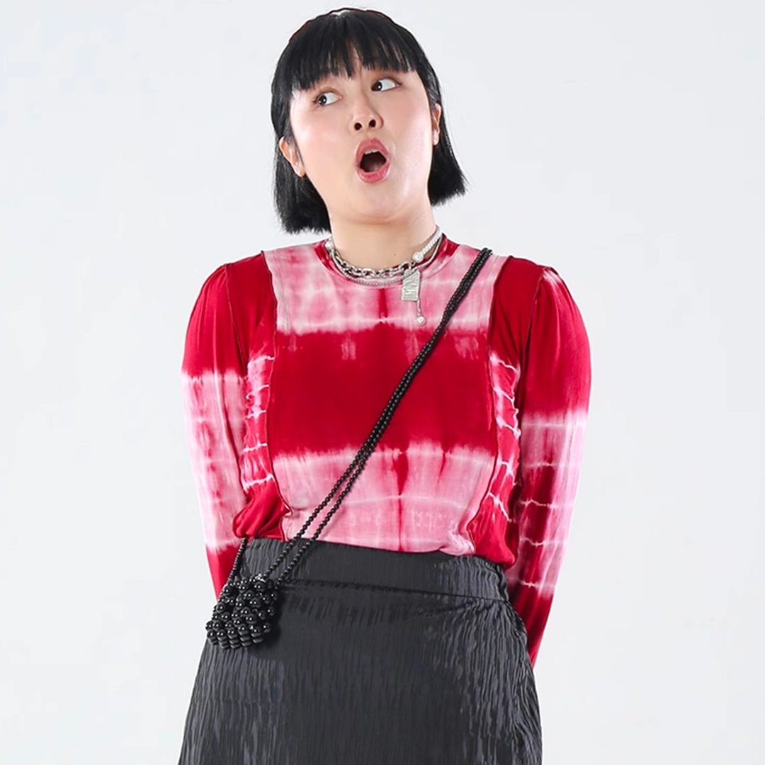半月天使 大码微胖显瘦秋季穿搭扎染舒适打底衫三色 - 女装 T 恤 - 其他材质 
