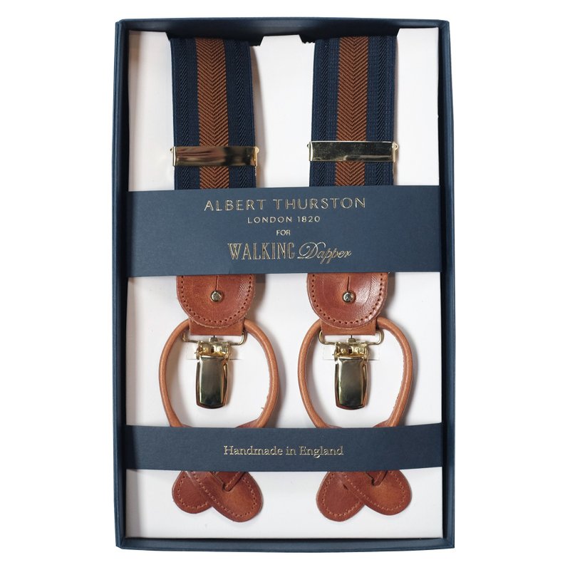 吊带 Albert Thurston 2合1 英国制造 绅士 braces suspenders - 皮带/腰带 - 真皮 蓝色