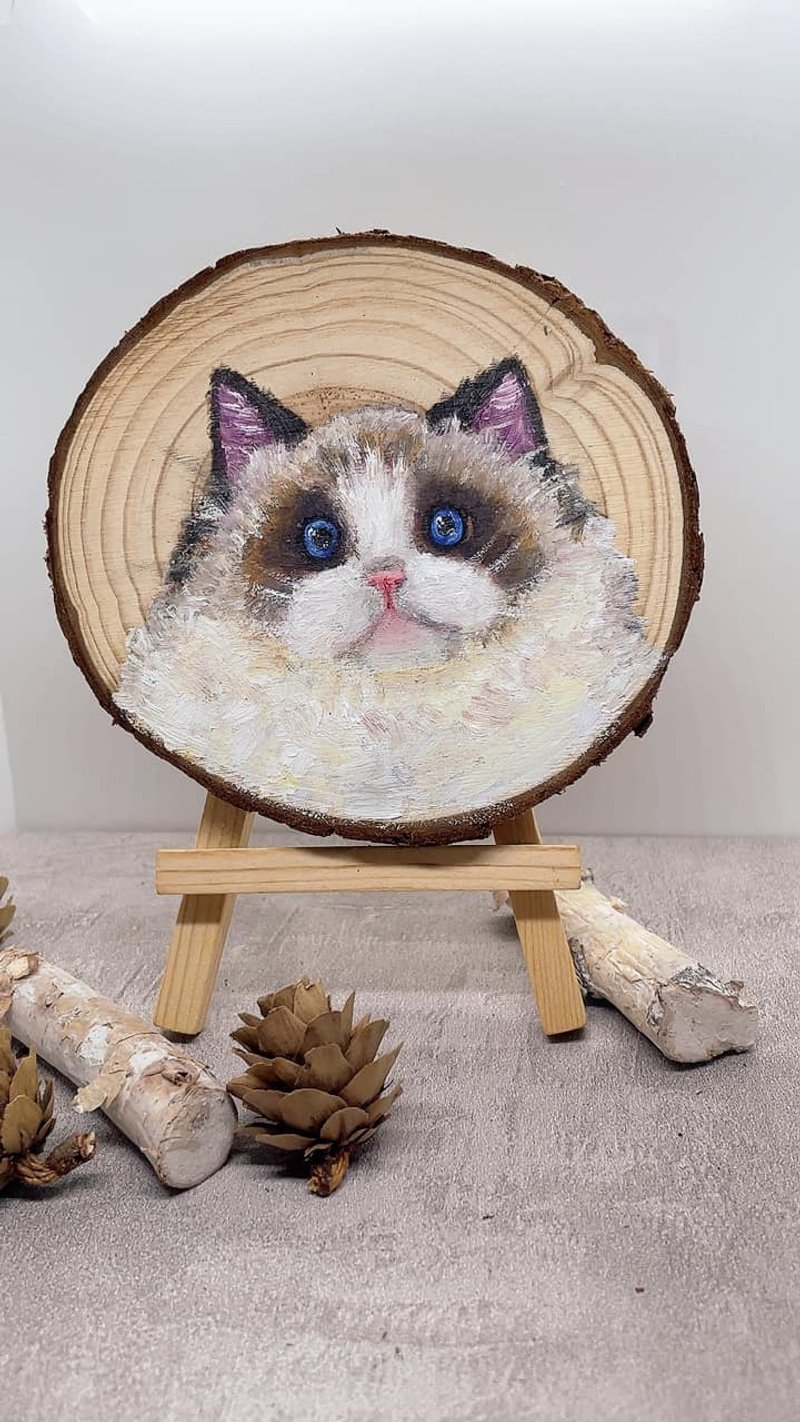 头像宠物肖像/ 定制化图像创作 / 木片 / 压克力/油彩 - 订制画像 - 木头 