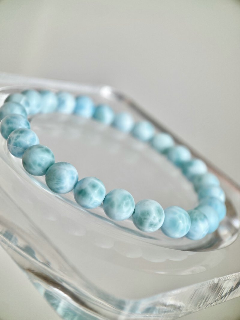 天然拉利玛海纹石 手链 7.6mm - 手链/手环 - 水晶 