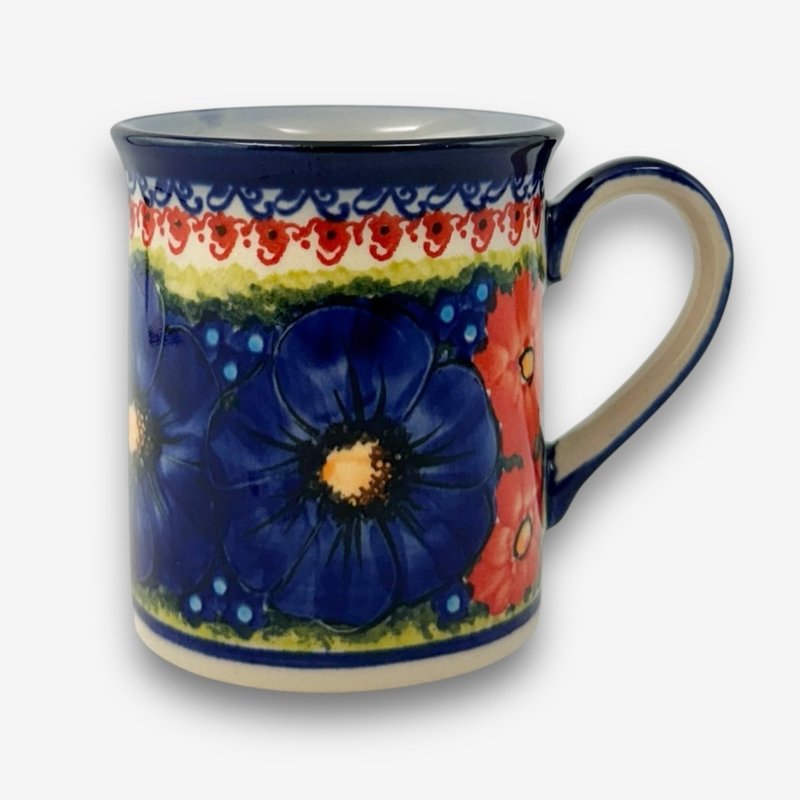 波兰手绘手工陶-马克杯 280ml 赤蓝芳华系列 - 其他杯子 - 陶 多色