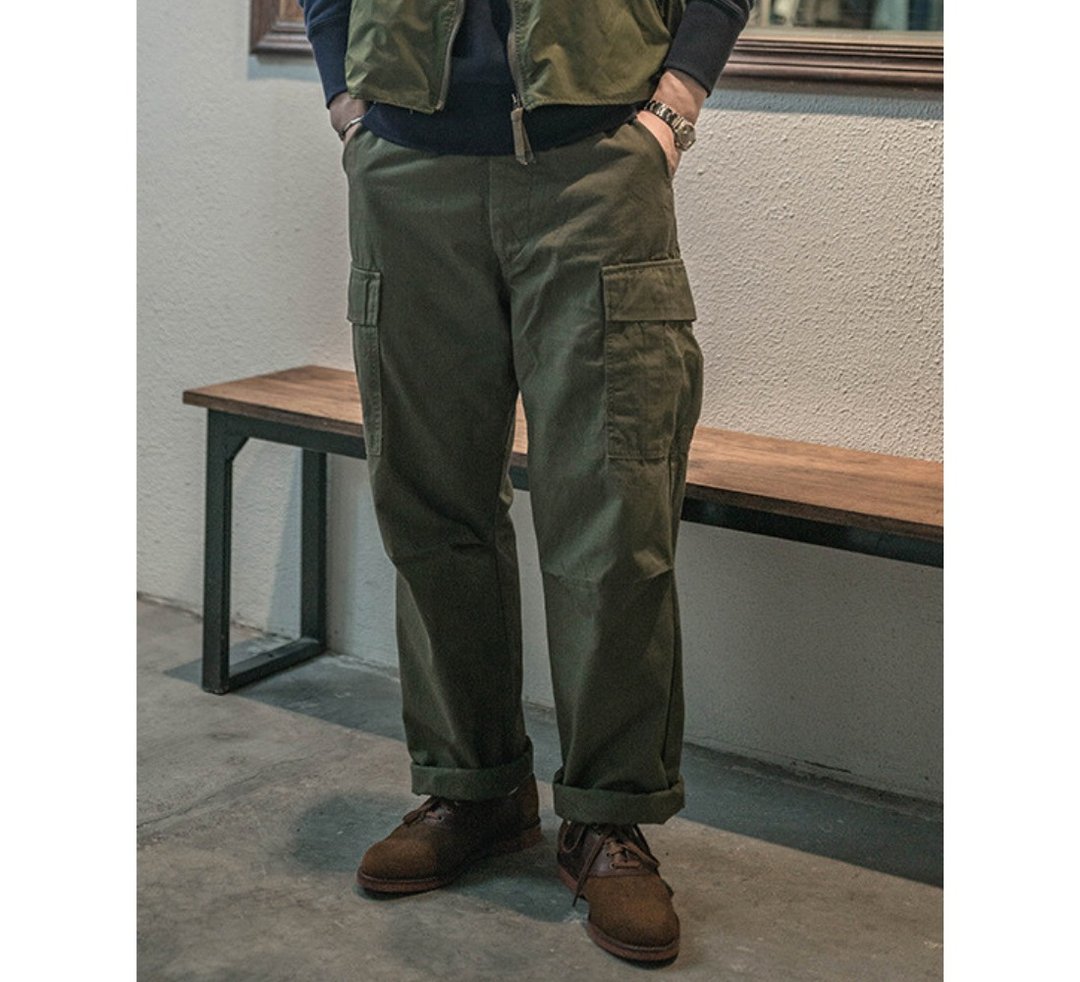 NON STOCK 军绿工装裤 休闲 防刮布 越战公发 Jungle Fatigue Pants - 男士长裤 - 棉 绿色