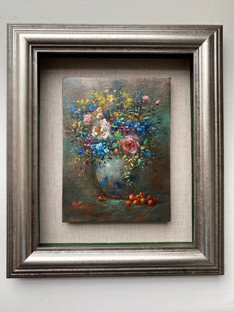 油画精品创作 浪漫玫瑰 (15 cm*20 cm) 现货不用等 - 摆饰 - 棉．麻 多色