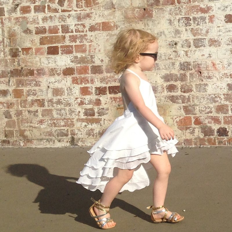 Girls Birthday Party Flamenco Dress in White 3-5 Years - 其他 - 棉．麻 白色