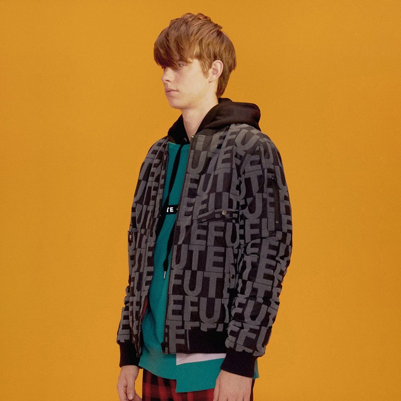 【中性款】 【防风、防雪、防拨水、反光】铺棉 飞行外套 / 反光 - 男装外套 - 聚酯纤维 黑色