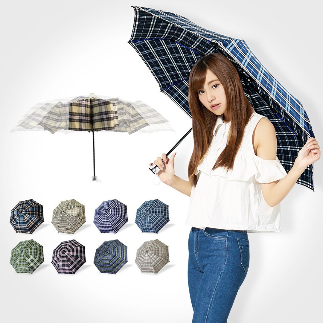 双龙英国风央带格纹易开收折伞秒收伞超拨水雨伞 - 雨伞/雨衣 - 防水材质 多色
