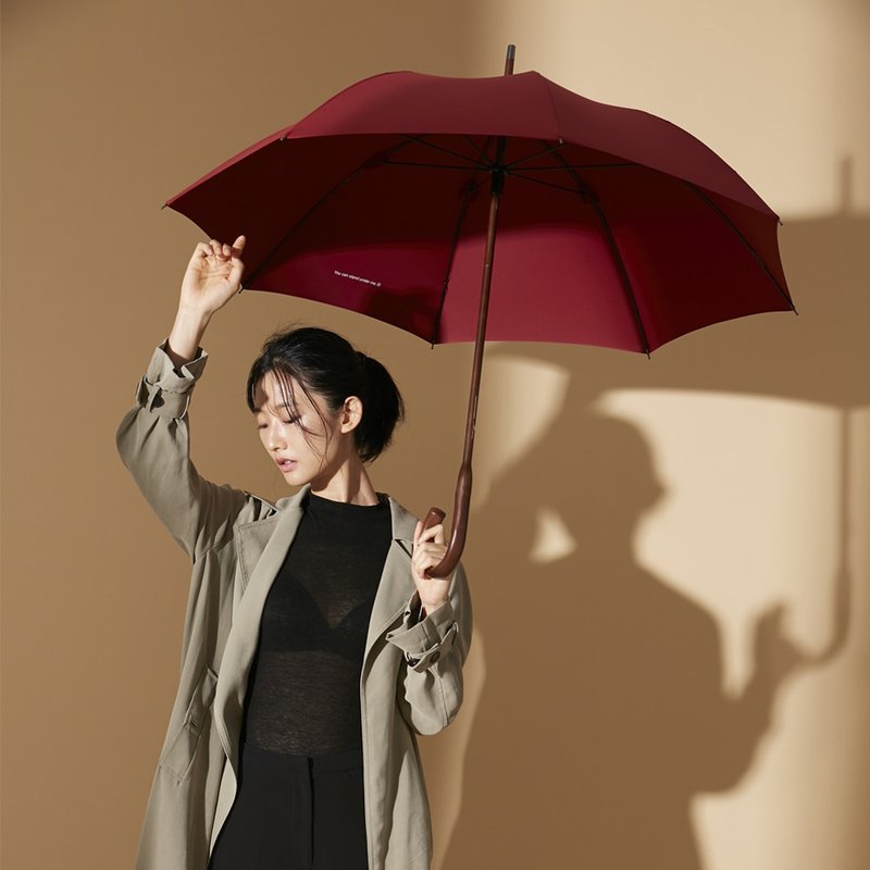 WOODEN 经典威登木直伞 - 伯爵红 - 雨伞/雨衣 - 聚酯纤维 红色