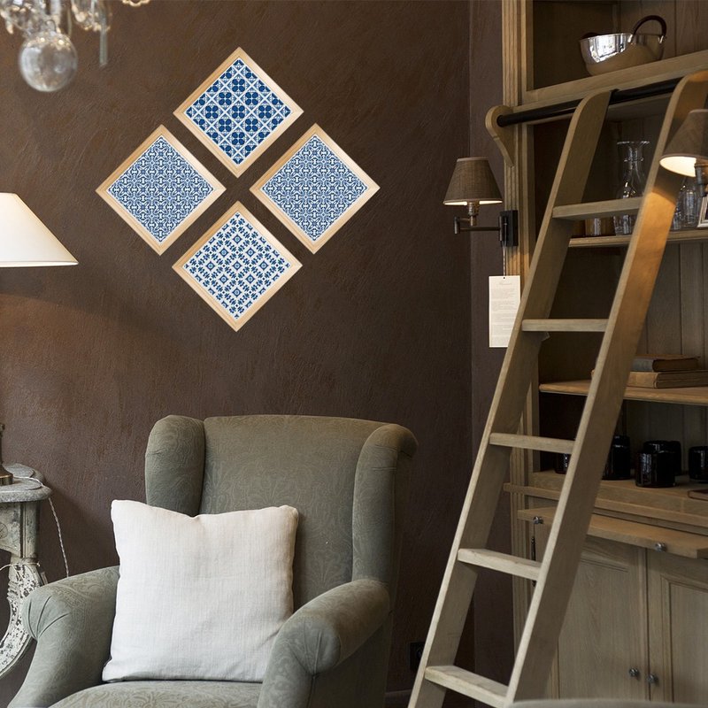 DIY圭藻土复古花砖摆饰-慵懒格调1入(多种花色可选) - 墙贴/壁贴 - 其他材质 