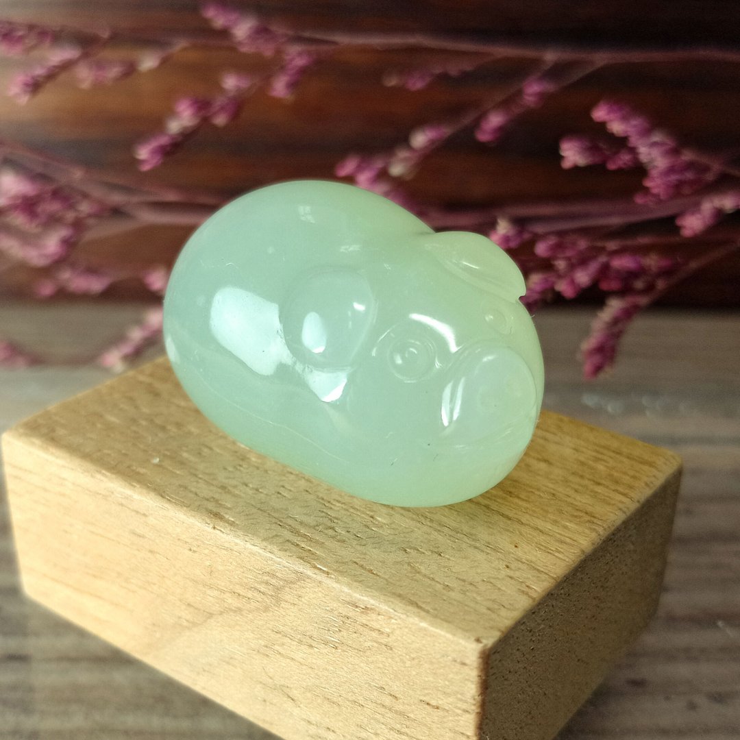 小雕件 小品动物-猪 岫玉 - 摆饰 - 玉石 绿色