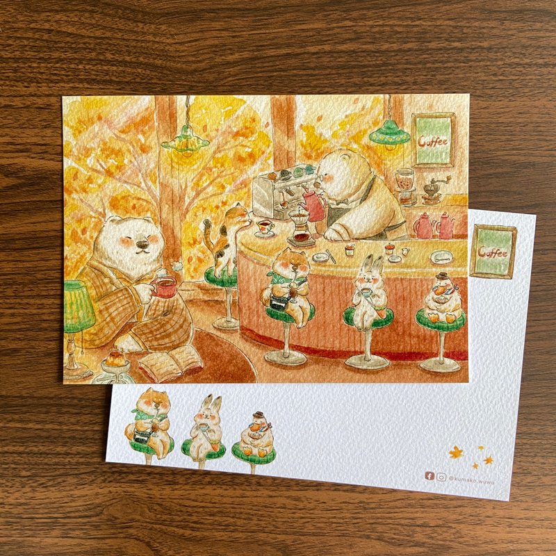 插画明信片 - 白熊爷爷吃茶店 - 卡片/明信片 - 纸 
