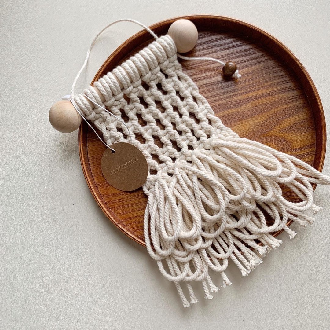 Macrame 编织蓬蓬裙中小型吊饰 - 墙贴/壁贴 - 棉 白色