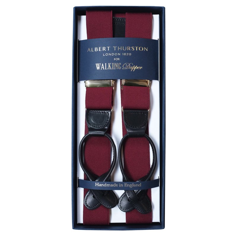 吊带 Albert Thurston 酒红色 原装正品 英国制造 绅士 suspender - 皮带/腰带 - 真皮 红色