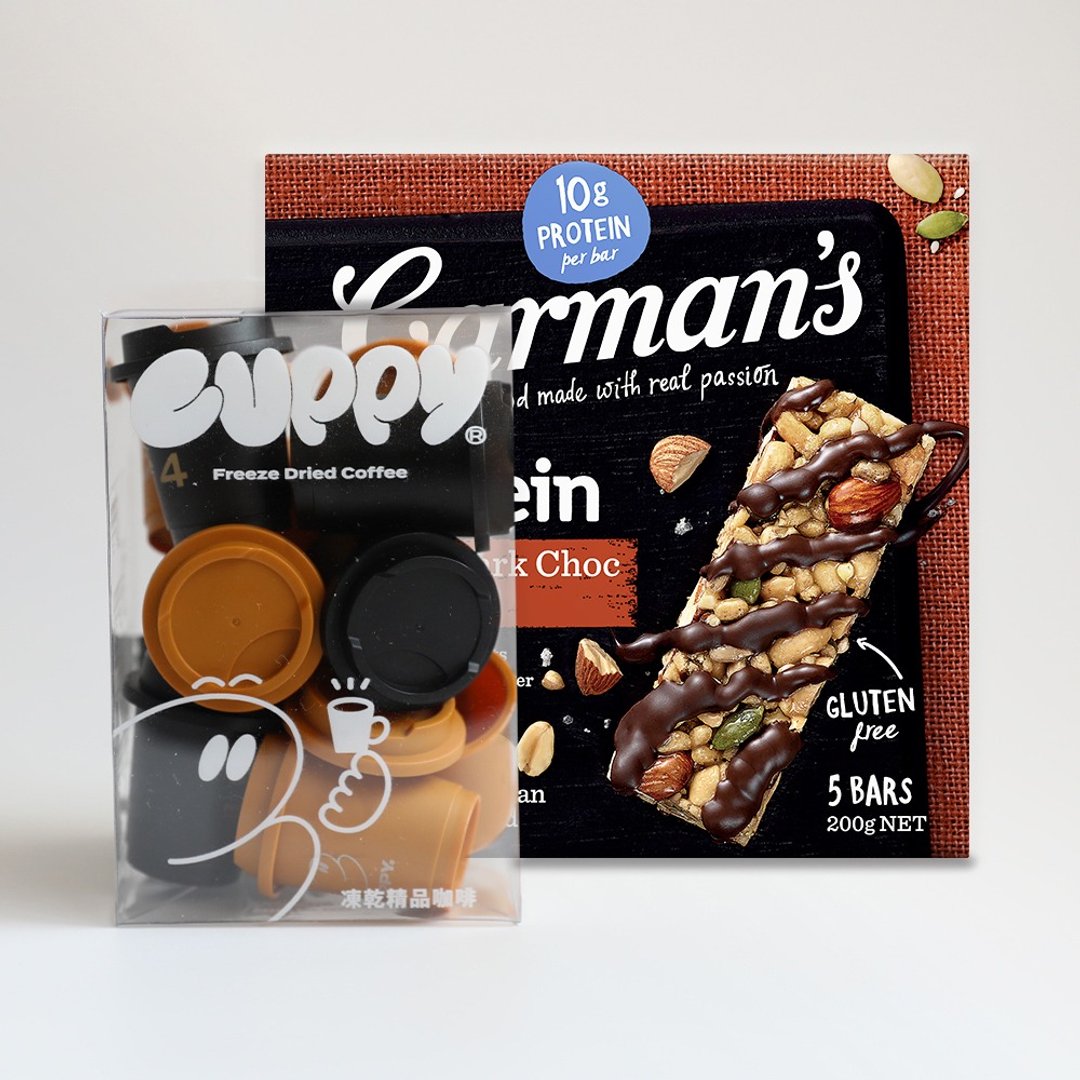 CUPPY 冷萃精品咖啡严选组12入 Carman's焦盐黑可可大豆蛋白棒5入 - 咖啡 - 浓缩/萃取物 橘色