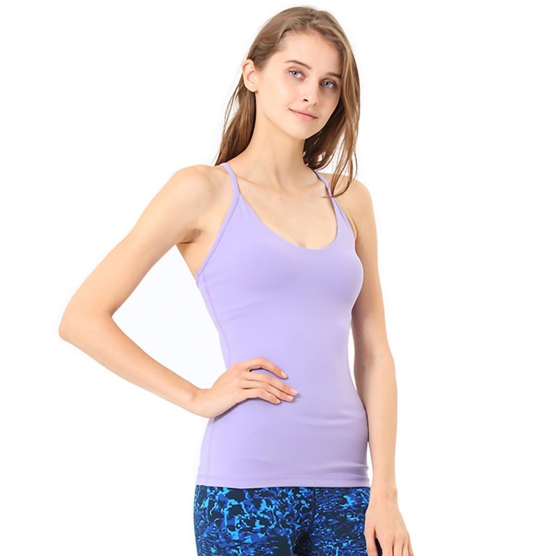 【NAMASTE】Jamie Y字美背上衣 - 粉紫 - 女装瑜珈服 - 尼龙 紫色