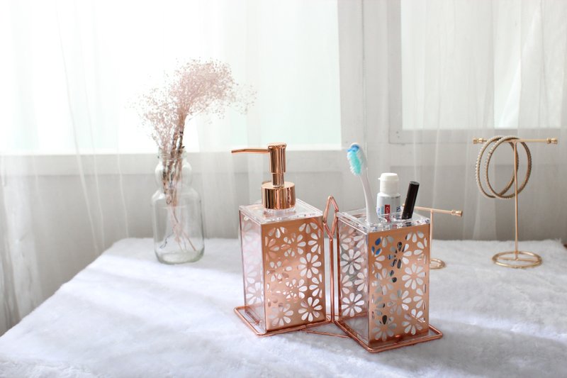 玫瑰金花漾绽放_卫浴收纳成双成对组 - 卫浴用品 - 压克力 金色