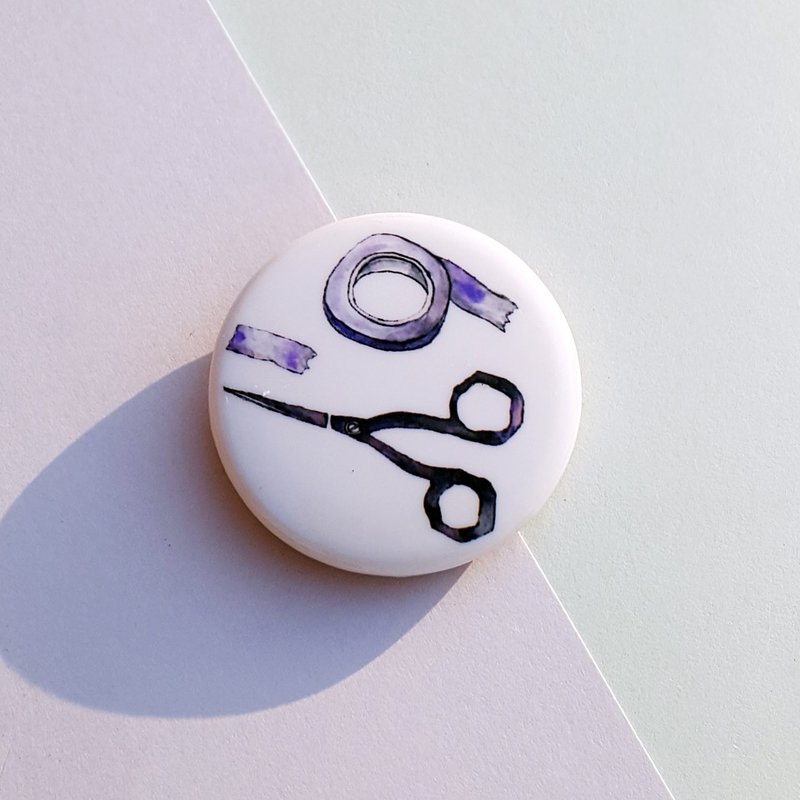 剪。纸胶带~文具病的胸针章别针 - 徽章/别针 - 塑料 紫色