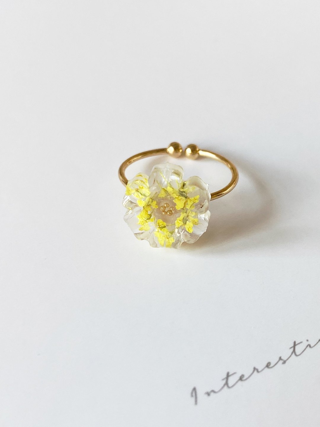 Simplicity | 小清新小黄花手工指环 / 介指 / 戒指 干花 树脂 - 戒指 - 树脂 