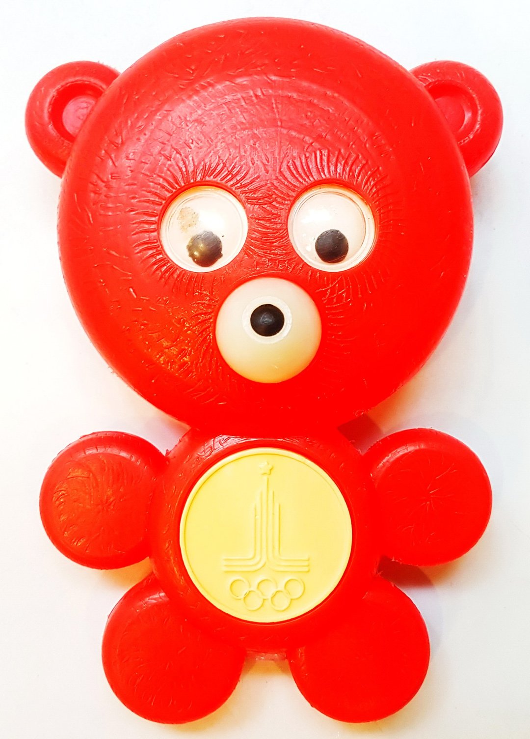 Vintage USSR kid's Toy Bear with symbols Olympic Games in Moscow - 玩具/玩偶 - 塑料 红色