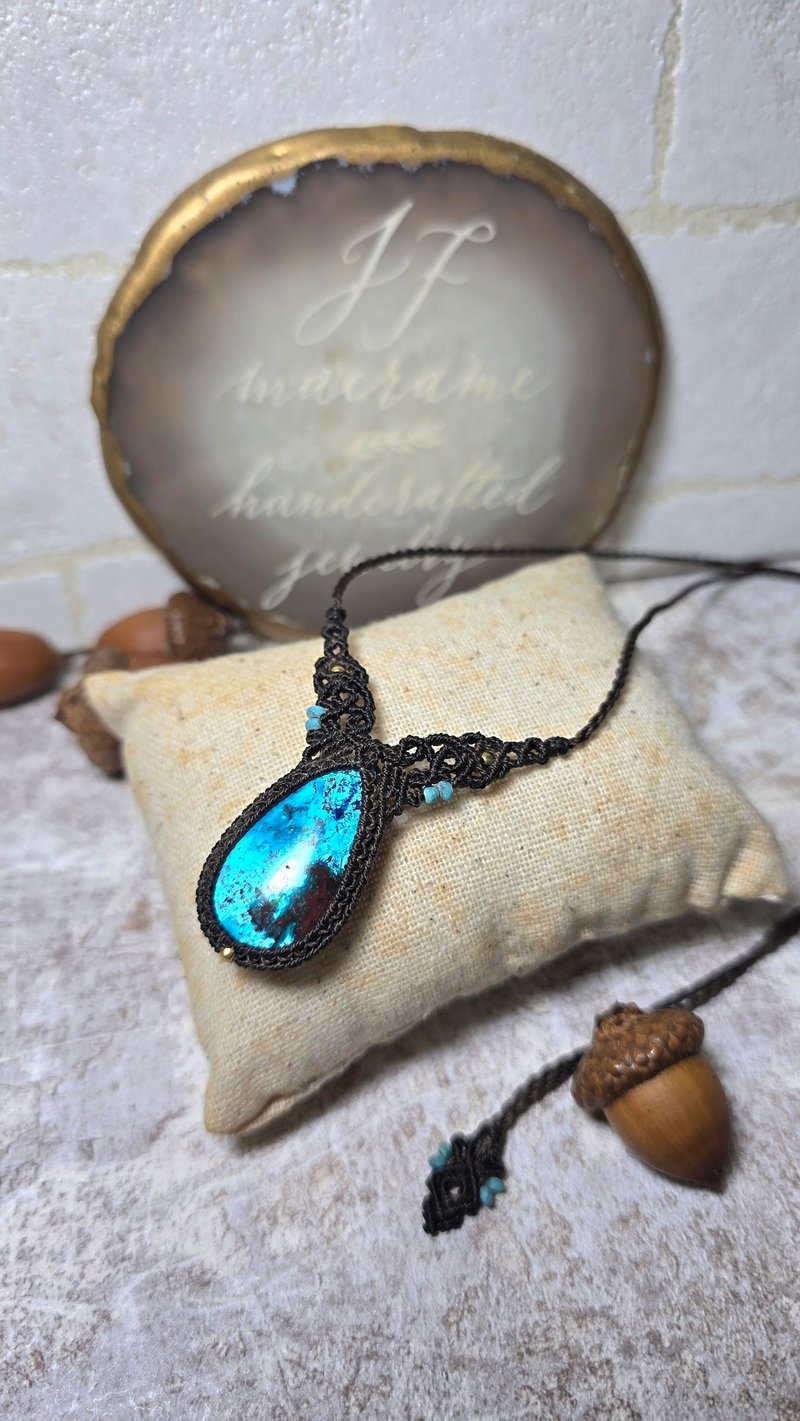 CH07硅孔雀石。南美蜡线编织项链 - 项链 - 其他材质 咖啡色