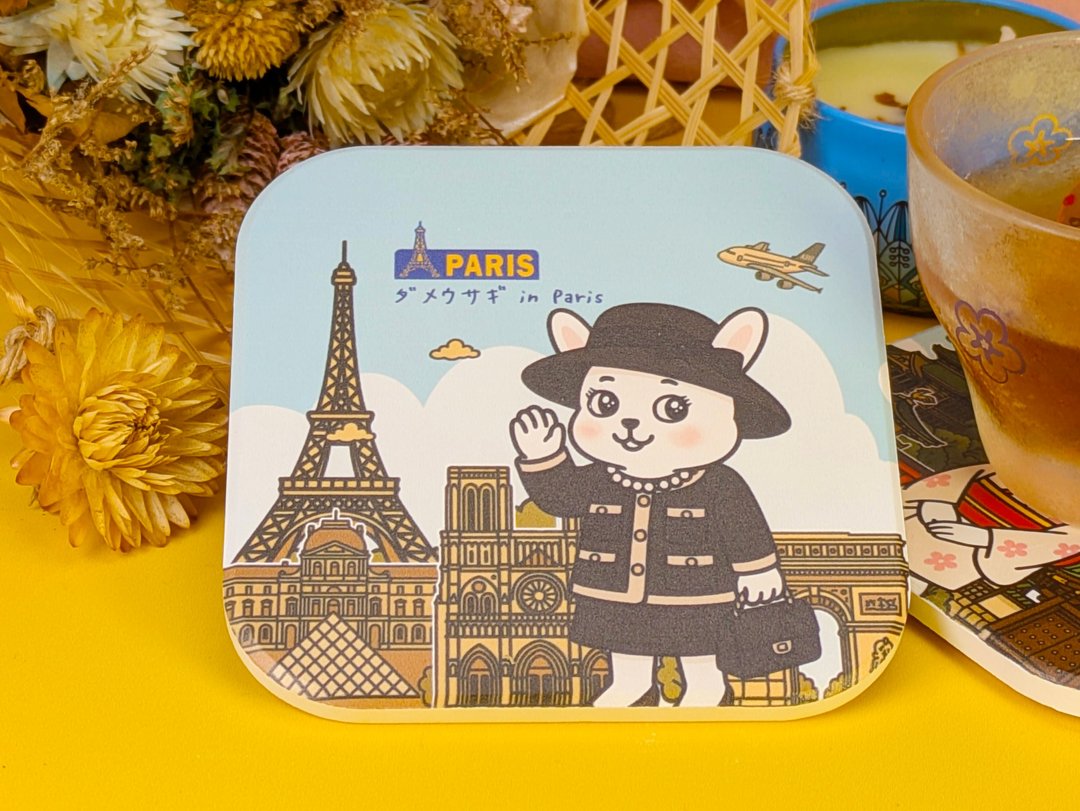 陶瓷杯垫【废兔 in Paris】 - 杯垫 - 陶 