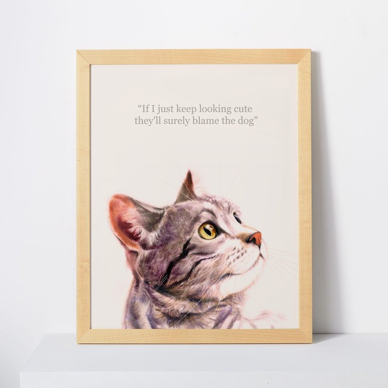 猫思猫言喵语11x14英寸装饰画 给猫咪猫奴的礼物 虎猫 中华田园猫 - 海报/装饰画/版画 - 纸 多色