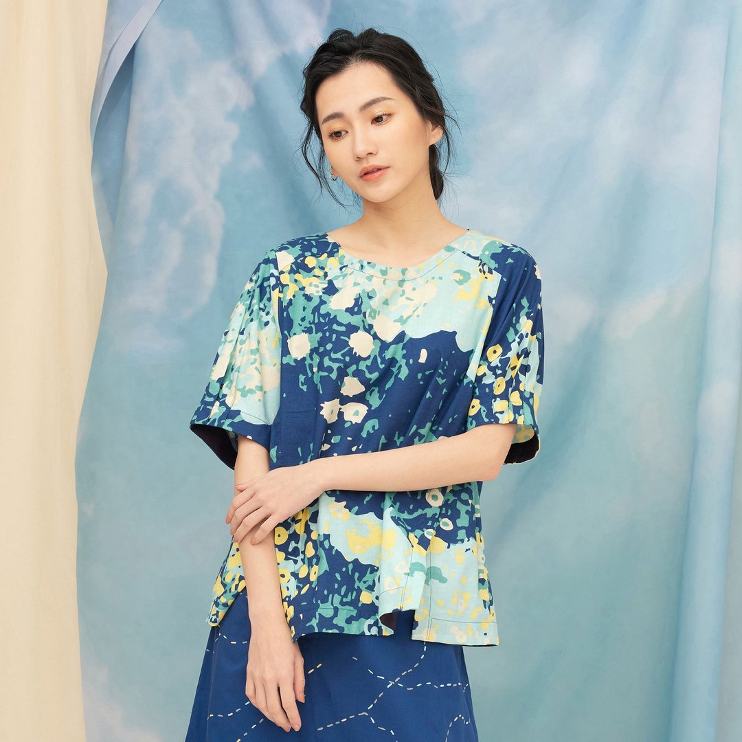 重现时光褶袖上衣_地衣森林 - 女装上衣 - 棉．麻 多色