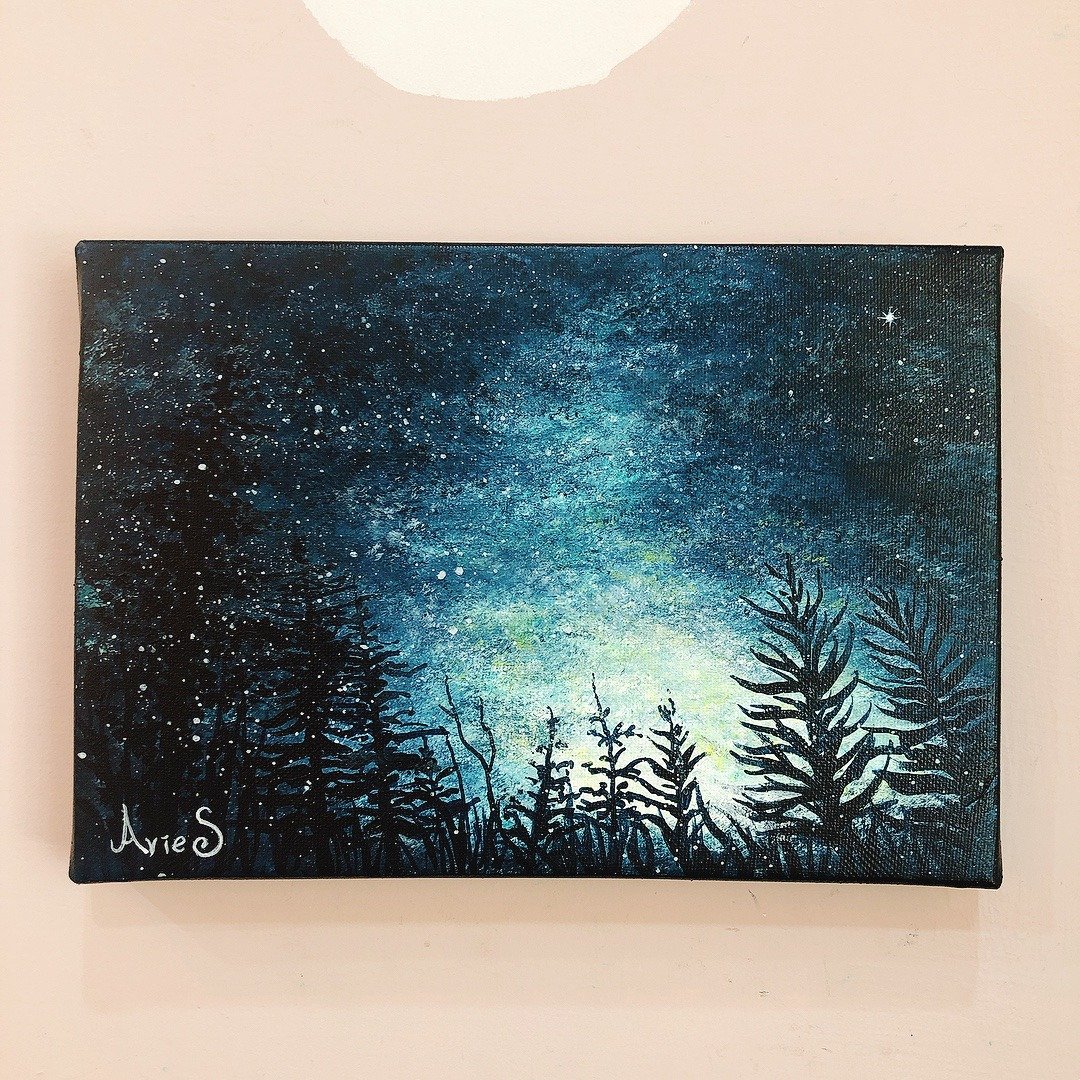 夜晚星空 油画 压克力课程 适合零绘画基础 - 插画/绘画/写字 - 棉 