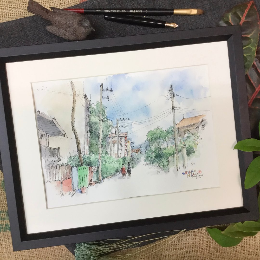 漫步清迈/手绘原创/水彩/含画框 - 海报/装饰画/版画 - 纸 咖啡色
