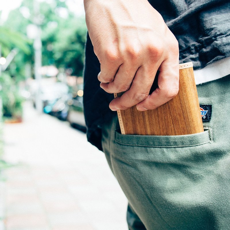 【树革】柚木短夹 - 皮夹/钱包 - 木头 橘色