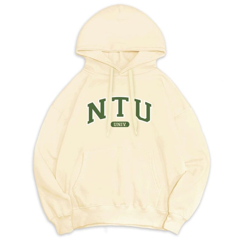 【台湾大学/台大】NTU午厚时光落肩帽T_奶油布蕾 - 其他 - 棉．麻 白色