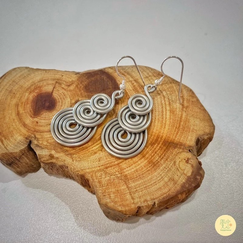 纯锌 三连环耳环 可改夹式 - 耳环/耳夹 - 其他金属 银色