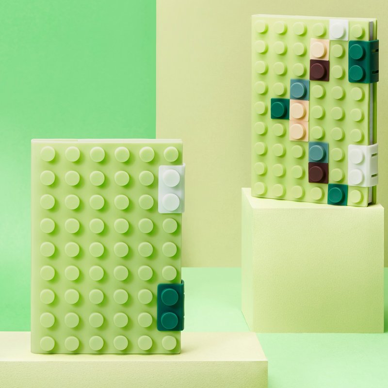 【玩色创意积木笔记本】绿梨-附立体纾压硅胶DIY色彩拚豆 限定款 - 笔记本/手帐 - 硅胶 