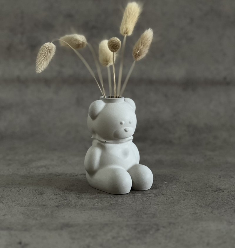 熊/花器/扩香石/笔筒/水泥/摆件/蜡烛台/母亲节/干燥花 - 花瓶/陶器 - 环保材料 