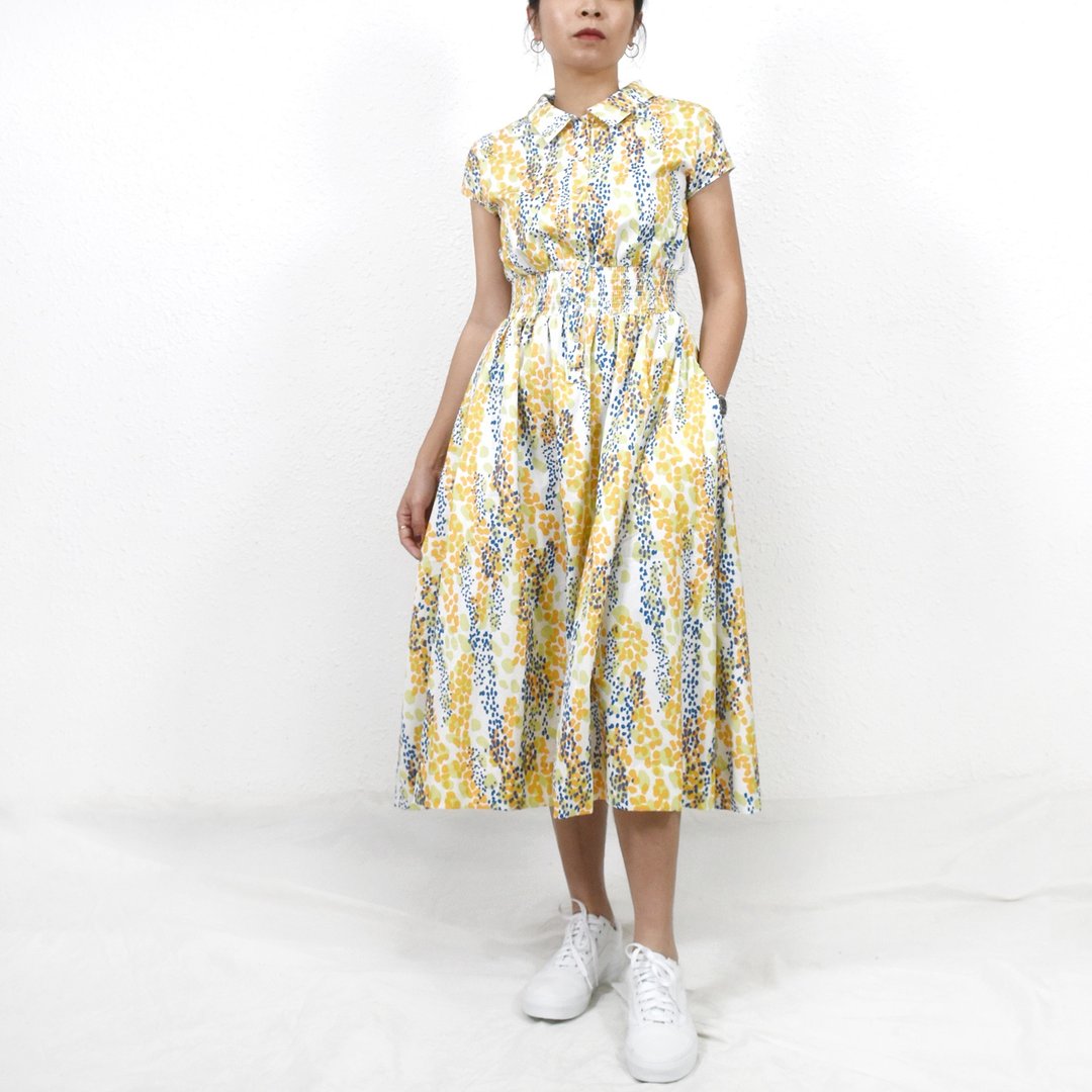 Camila Dress- Abstract Animal 衬衫小短袖伞摆修腰洋装 - 洋装/连衣裙 - 棉 