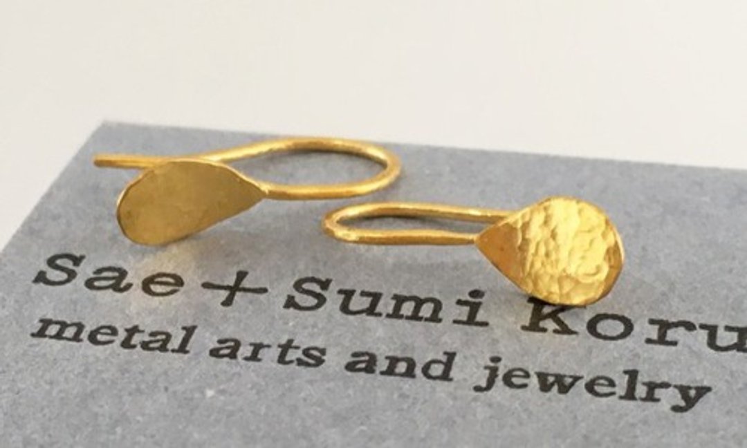 K24 Pure Gold Drops Pure Gold Earrings / Hook Clip Type One Ear - 耳环/耳夹 - 其他金属 金色