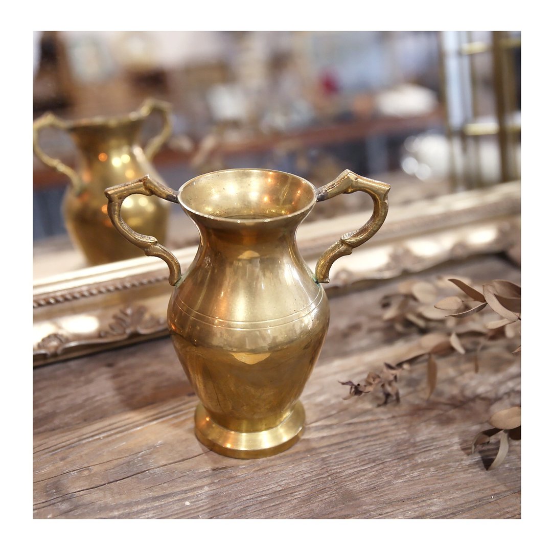 英国老件.黄铜双耳花瓶.花器.金属.摆件.笔插.陈列道具#收藏品 - 花瓶/陶器 - 其他金属 