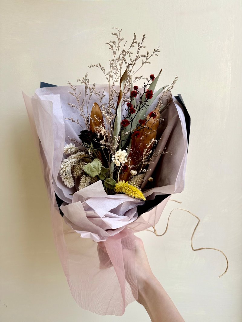 粉黑色系永生花、干燥花、定制花礼、珍珠 - 干燥花/捧花 - 植物．花 粉红色