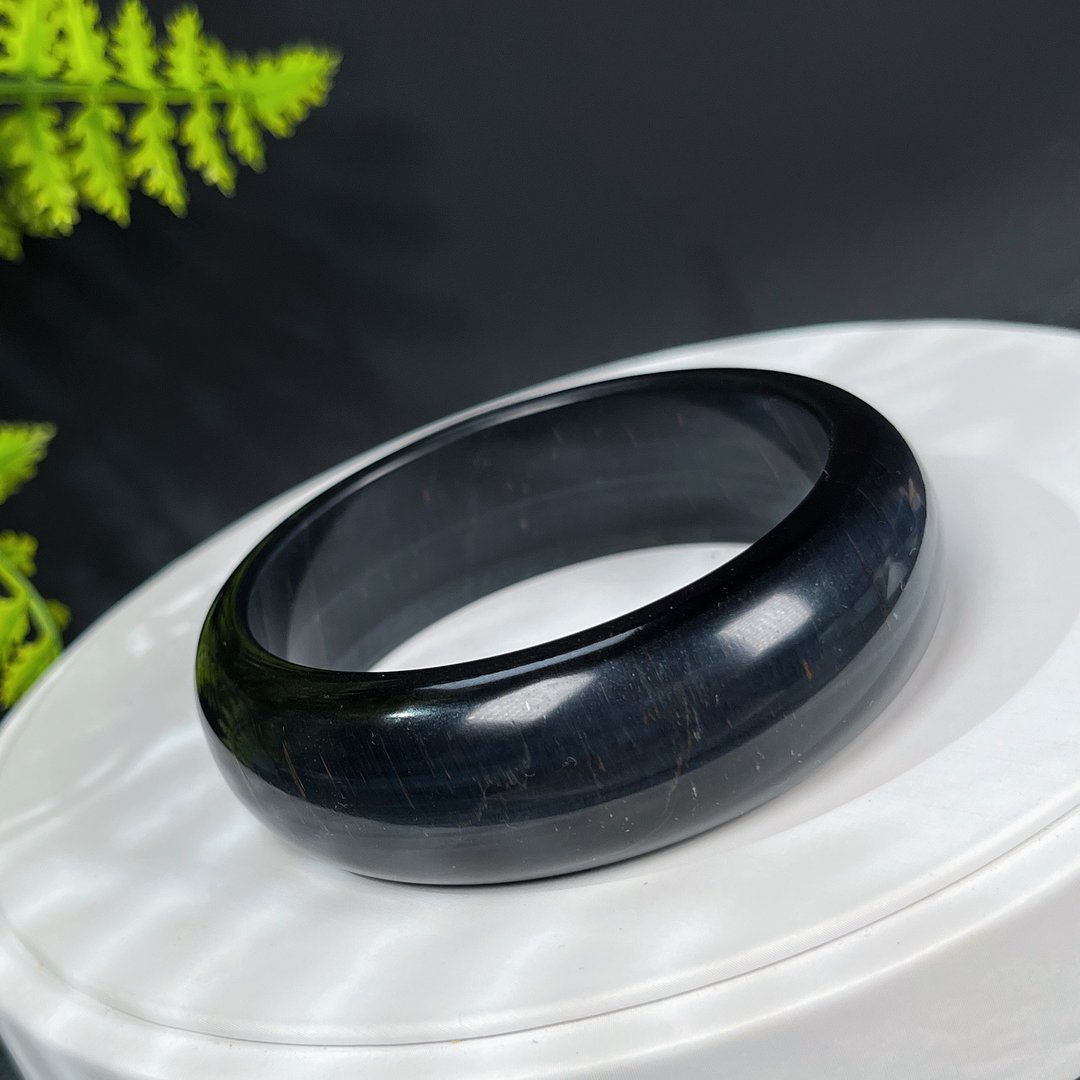 高品质蓝虎眼石手镯58MM 流星纹聚宝盆蓝虎晴石手环 净化调节安抚 - 手链/手环 - 半宝石 蓝色