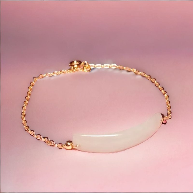 【愿·无事】冰种翡翠无事牌手链14K包金 | 天然缅甸A货翡 | 送礼 - 手链/手环 - 玉石 透明