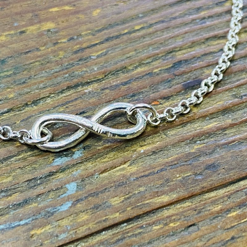 纯银 刻纹 无限 手链 细款 S595 - 手链/手环 - 纯银 银色